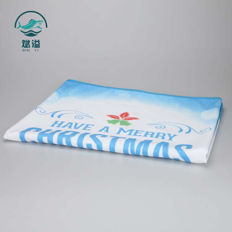 Heat transfer printed microfiber towel